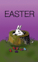 Bunny in a Stump Easter Card