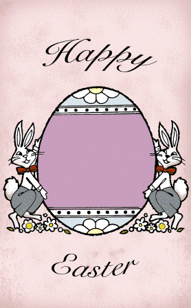 Bunnies Presenting Egg Easter Card