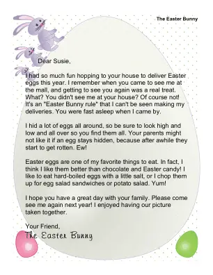 Easter Morning Letter from The Easter Bunny:  I Saw You at the Mall