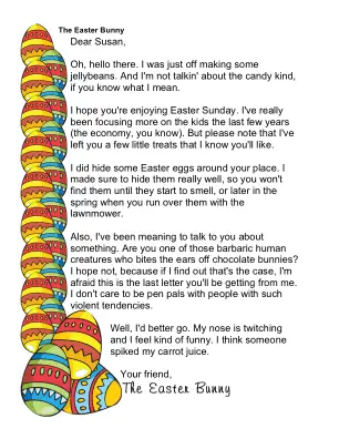 Funny Letter from The Easter Bunny to an Adult