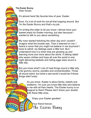 Letter from The Easter Bunny to an Older Child Who May Not Believe