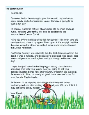 Religious Letter from The Easter Bunny