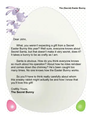 Secret Easter Bunny Letter