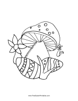 Eggs Under Mushroom Easter Coloring Page
