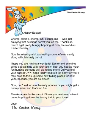 free letter from The Easter Bunny