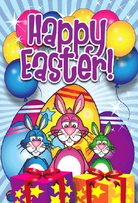 Bunnies Eggs Presents Easter Card