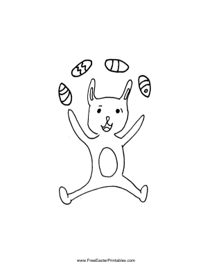 Bunny Juggling Eggs Easter Coloring Page