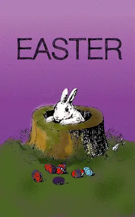 Bunny in a Stump Easter Card