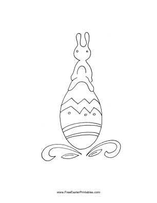 Bunny on Egg Easter Coloring Page
