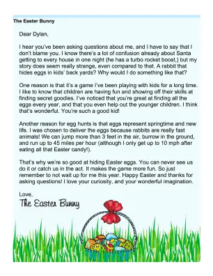 Easter Bunny Letter Answering Questions