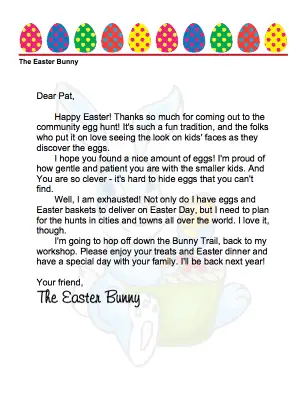 Easter Bunny Letter Community Egg Hunt