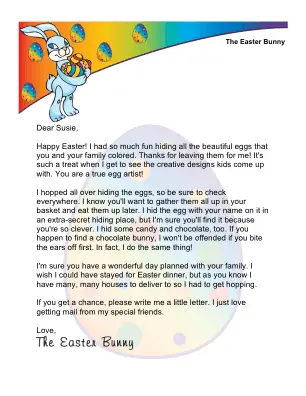Easter Morning Letter from The Easter Bunny:  I Hid Your Eggs