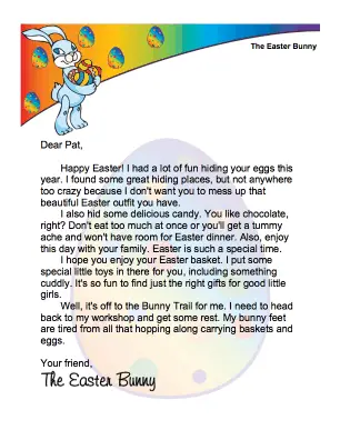 Easter Bunny Letter Girl Morning