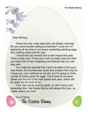 Easter Bunny Letter New House