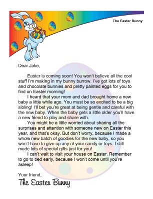 Easter Bunny Letter New Sibling