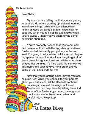 Easter Bunny Letter Older Child Questions