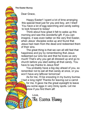 Easter Bunny Letter Religious Easter Morning