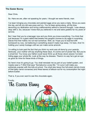 Easter Bunny Letter Teenager