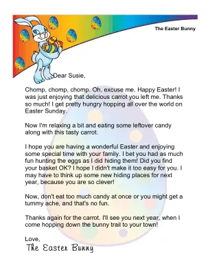 Letter from The Easter Bunny:  Thanks for the Carrot