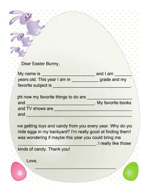 Letter to the Easter Bunny