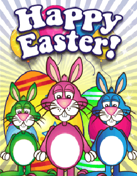 Three Bunnies Eggs Small Easter Card