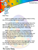 Easter Bunny Letter No Dyed Eggs